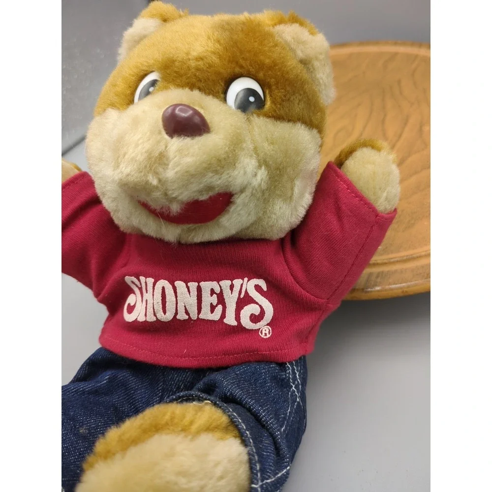 Vintage 1999 Shoney's Restaurant Shoney Bear Plush Overalls Stuffed Animal 10 In